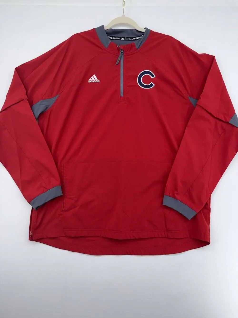 Chicago Cubs Adidas Jacket Men’s Large Red Windbreaker MLB Polyester Vented